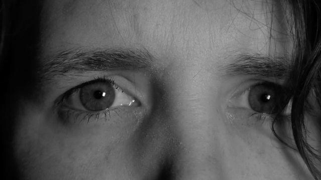 close up of eyes, black and white