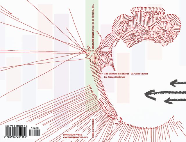 Full book cover, title and author on front and spine - the inside of a jaw filled with red arrows, some of which extend across the back cover, three larger charcoal arrows entering from the right, from SpringGun press
